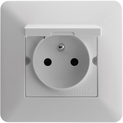 Prise deux pôles + terre encastrable étanche IP44 modèle ARTEZO blanc.