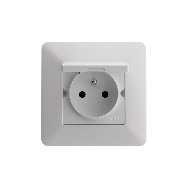 Presa bipolare + terra, IP44, modello ARTEZO, bianco. Presa bipolare + terra, IP44, modello ARTEZO, bianco.