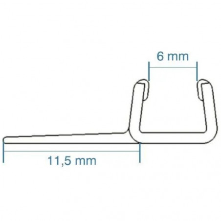 Junta vertical de un solo labio para mamparas de ducha de cristal 6 mm, 2 metros