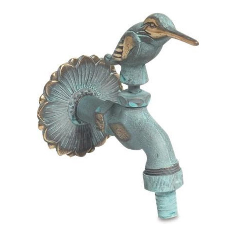 Robinet de jardin décoratif motif oiseau finition vert de gris. Robinet de jardin décoratif motif oiseau finition vert de gris.