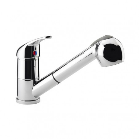 Miscelatore monocomando cromato per lavabo con doccetta estraibile