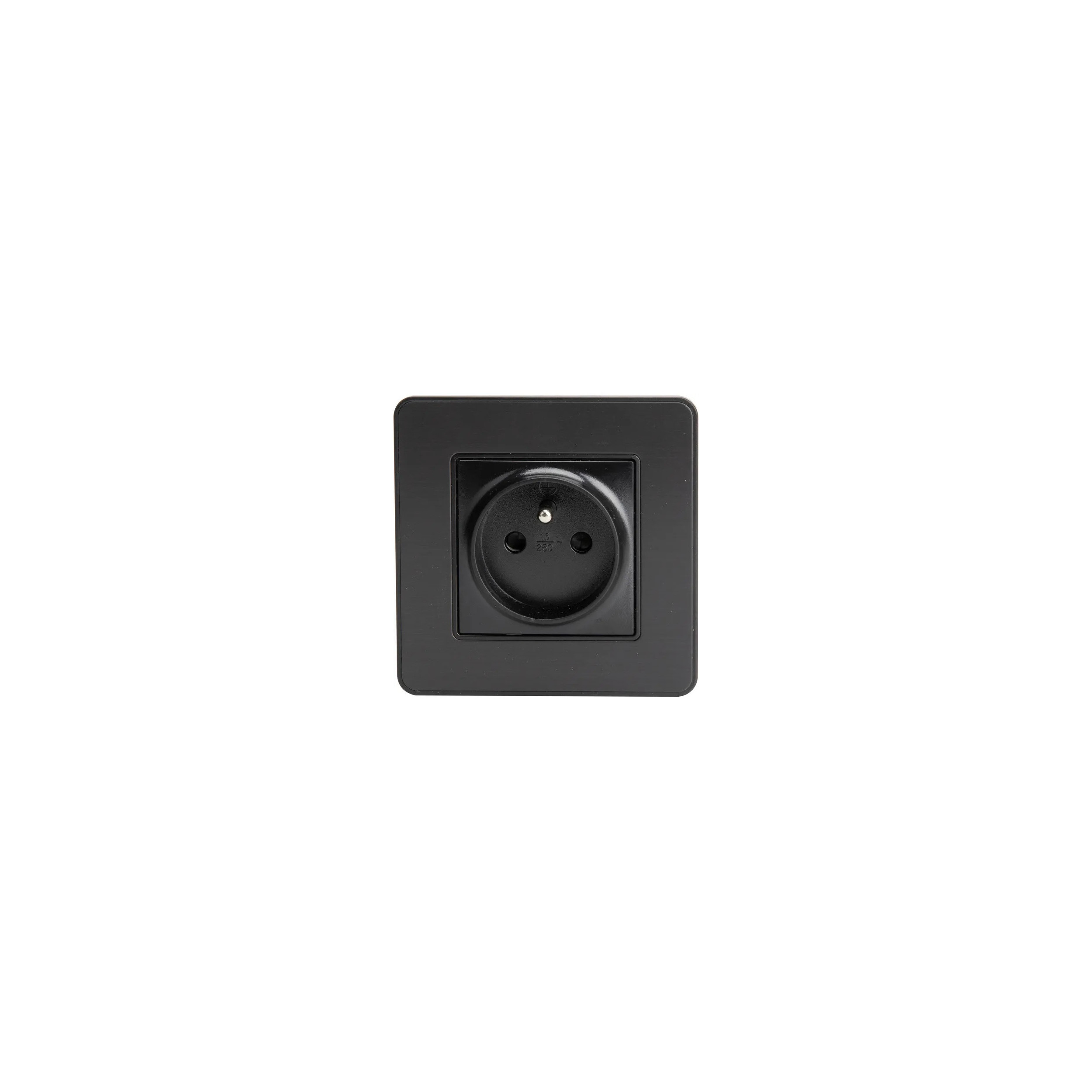 Prise 2 pôles + terre 16A encastrable modèle KOURO métal noir brossé ZENITECH