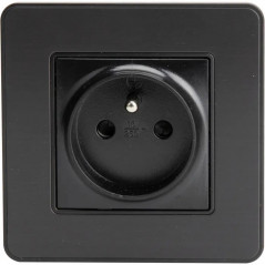 Prise 2 pôles + terre 16A encastrable modèle KOURO métal noir brossé ZENITECH