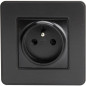 Einbausteckdose 2-polig + Erde 16A Modell KOURO Metall schwarz gebürstet ZENITECH Einbausteckdose 2-polig + Erde 16A Modell KOURO Metall schwarz gebürstet ZENITECH