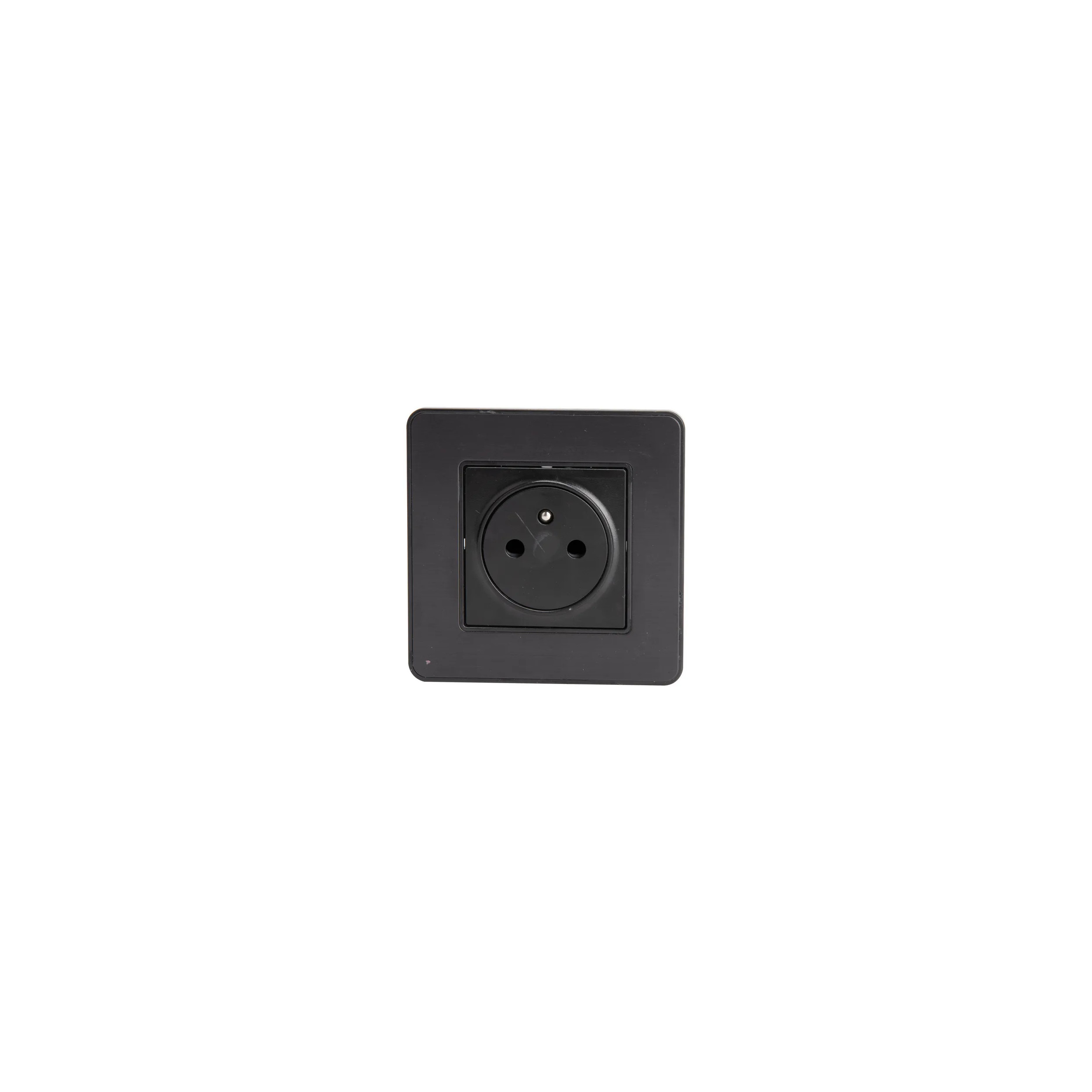 Prise 2 pôles + terre 16A encastrable Easy eject modèle KOURO métal noir brossé ZENITECH