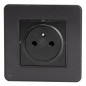 Prise 2 pôles + terre 16A encastrable Easy eject modèle KOURO métal noir brossé ZENITECH Prise 2 pôles + terre 16A encastrable Easy eject modèle KOURO métal noir brossé ZENITECH