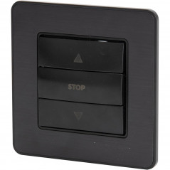 Commande de volet roulant encastrable modèle KOURO métal noir brossé ZENITECH