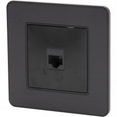 Telefonsteckdose RJ45 Einbau Modell KOURO Metall schwarz gebürstet ZENITECH