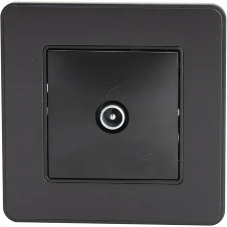 Prise TV 9.52mm encastrable modèle KOURO métal noir brossé ZENITECH