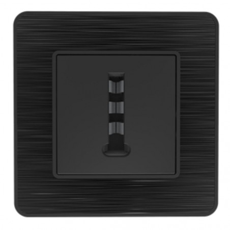 Prise téléphone 8 plots encastrable modèle KOURO métal noir brossé ZENITECH