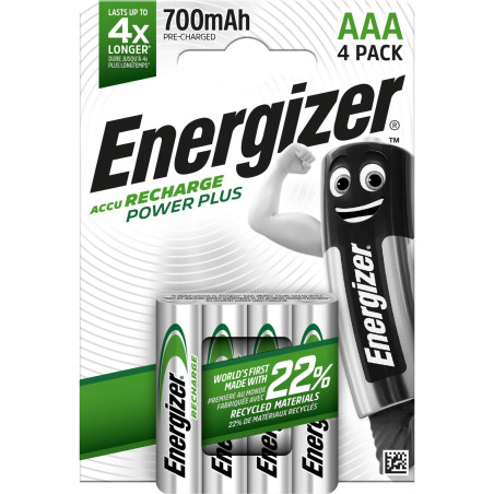 Piles rechargeable AAA HR03 700mAh ENERGIZER Power plus, lot de 4 piles