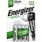 Piles rechargeable AAA HR03 700mAh ENERGIZER Power plus, lot de 4 piles Piles rechargeable AAA HR03 700mAh ENERGIZER Power plus, lot de 4 piles