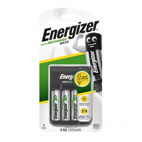 Chargeur ENERGIZER base USB pour 4 piles AA/AAA + 4 piles AA