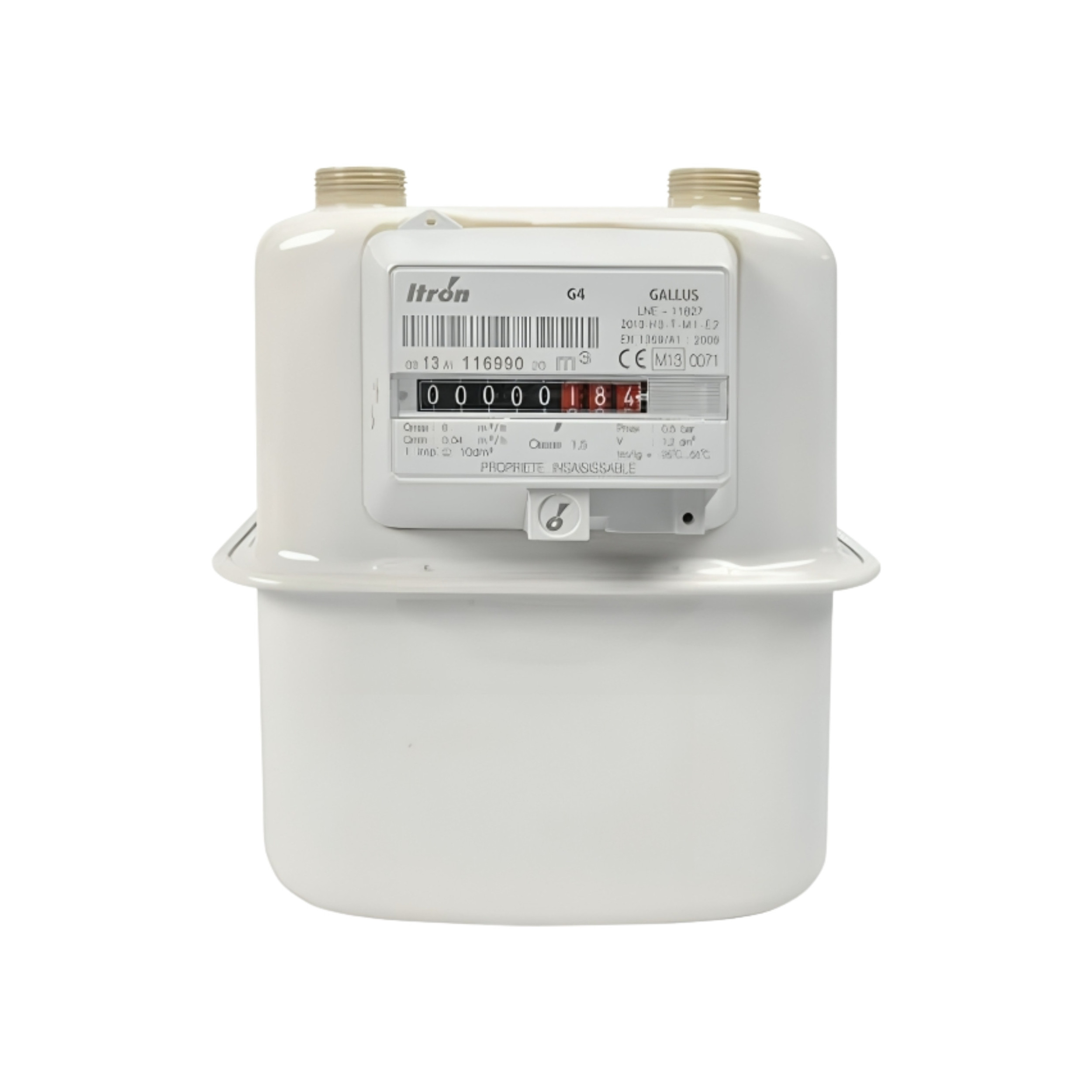 Contador de gas doméstico GALLUS 2000 G4, 6 m³/h, DN20, baja presión CEE