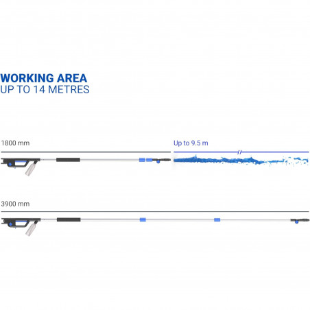 3.9 m telescopic wand for high- and low-pressure roof and facade cleaning, complete accessories