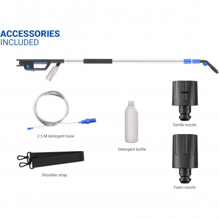 Lance télescopique nettoyage toiture et façade haute et basse pression 3,9 m, accessoires complets