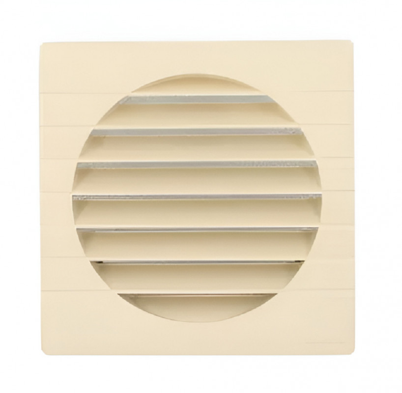 Quadratische Lüftungsgitter für Fassaden, 184x184 mm, für PVC-Rohre mit Durchmesser 160, sandfarben Quadratische Lüftungsgitter für Fassaden, 184x184 mm, für PVC-Rohre mit Durchmesser 160, sandfarben
