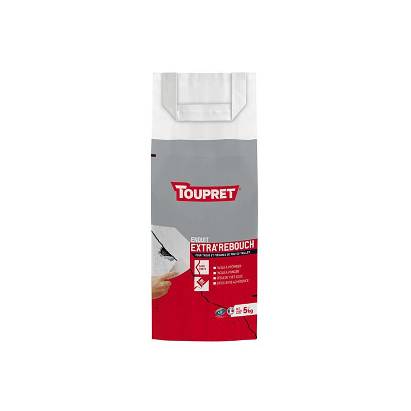 Enduit de rebouchage Extra' Rebouch en poudre TOUPRET 5kg blanc Enduit de rebouchage Extra' Rebouch en poudre TOUPRET 5kg blanc