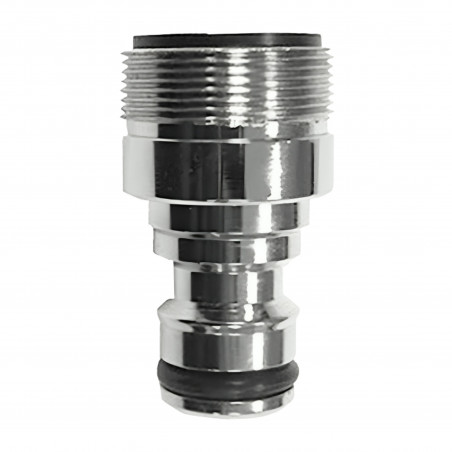 Adaptateur robinet mitigeur chromé mâle 24x100 sortie rapide tuyau arrosage