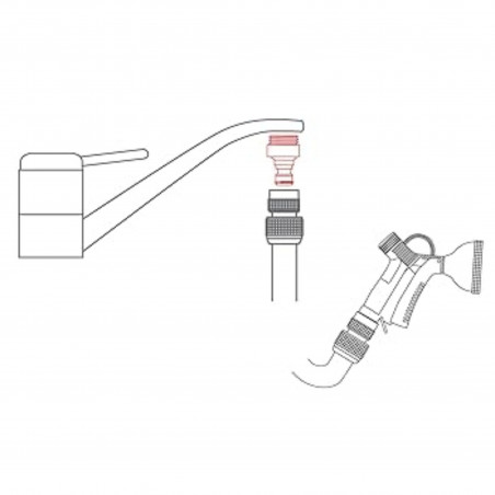 Adaptateur robinet mitigeur chromé mâle 24x100 sortie rapide tuyau arrosage
