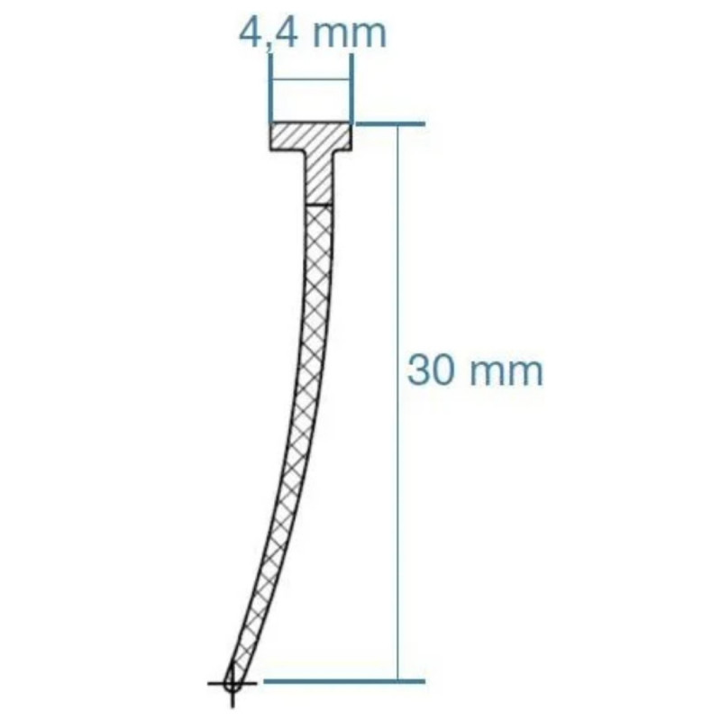 Joint simple lèvre à emboiter porte de douche CORAIL, SEXTANT, lèvre 30 mm, emboiture 4,4 mm Joint simple lèvre à emboiter porte de douche CORAIL, SEXTANT, lèvre 30 mm, emboiture 4,4 mm