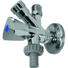 Grifo angular combinado para lavadoras, latón cromado