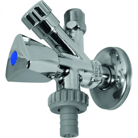 Grifo angular combinado para lavadoras, latón cromado