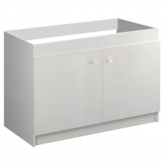 Meuble sous évier cuisine 120 x 60 cm Liberty Aquarine, 2 portes, blanc mat, étagère, kit à monter