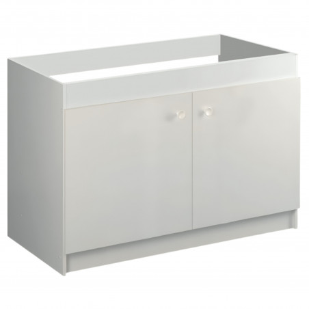 Meuble sous évier cuisine 120 x 60 cm Liberty Aquarine, 2 portes, blanc mat, étagère, kit à monter