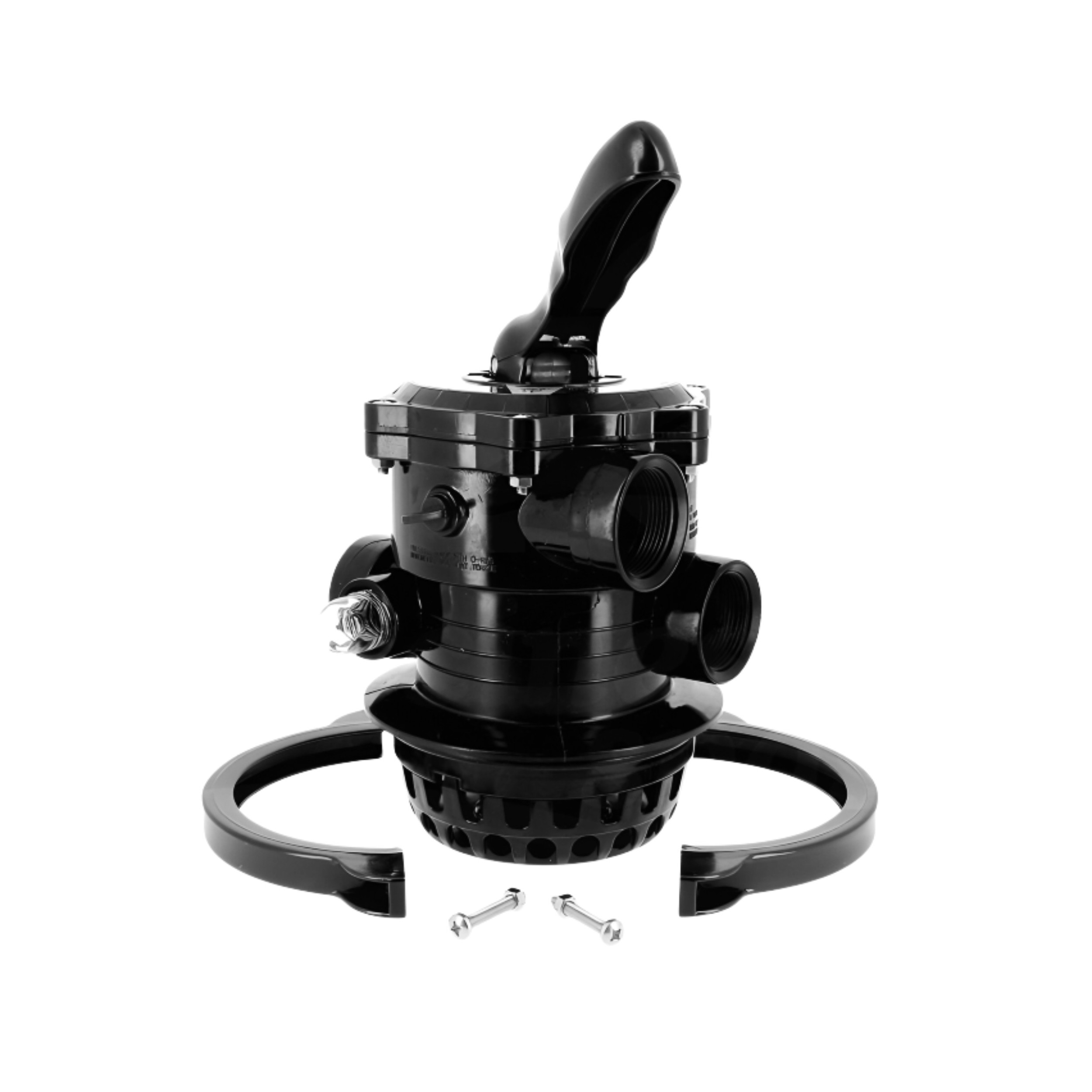 Válvula de piscina Aqualux Cocoon Axos Xeo 6 vías brida TOP, negra, con collarín, tornillos y junta