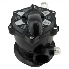 Válvula de piscina Aqualux Cocoon Axos Xeo 6 vías brida TOP, negra, con collarín, tornillos y junta