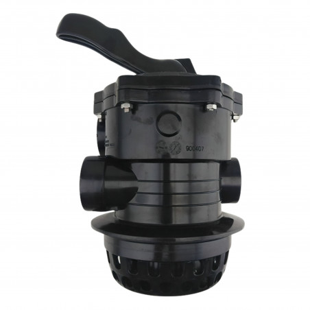 Válvula de piscina Aqualux Cocoon Axos Xeo 6 vías brida TOP, negra, con collarín, tornillos y junta