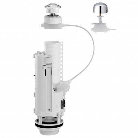 Universal dual-volume flush mechanism with special renovation cable, standard knobs and small holes