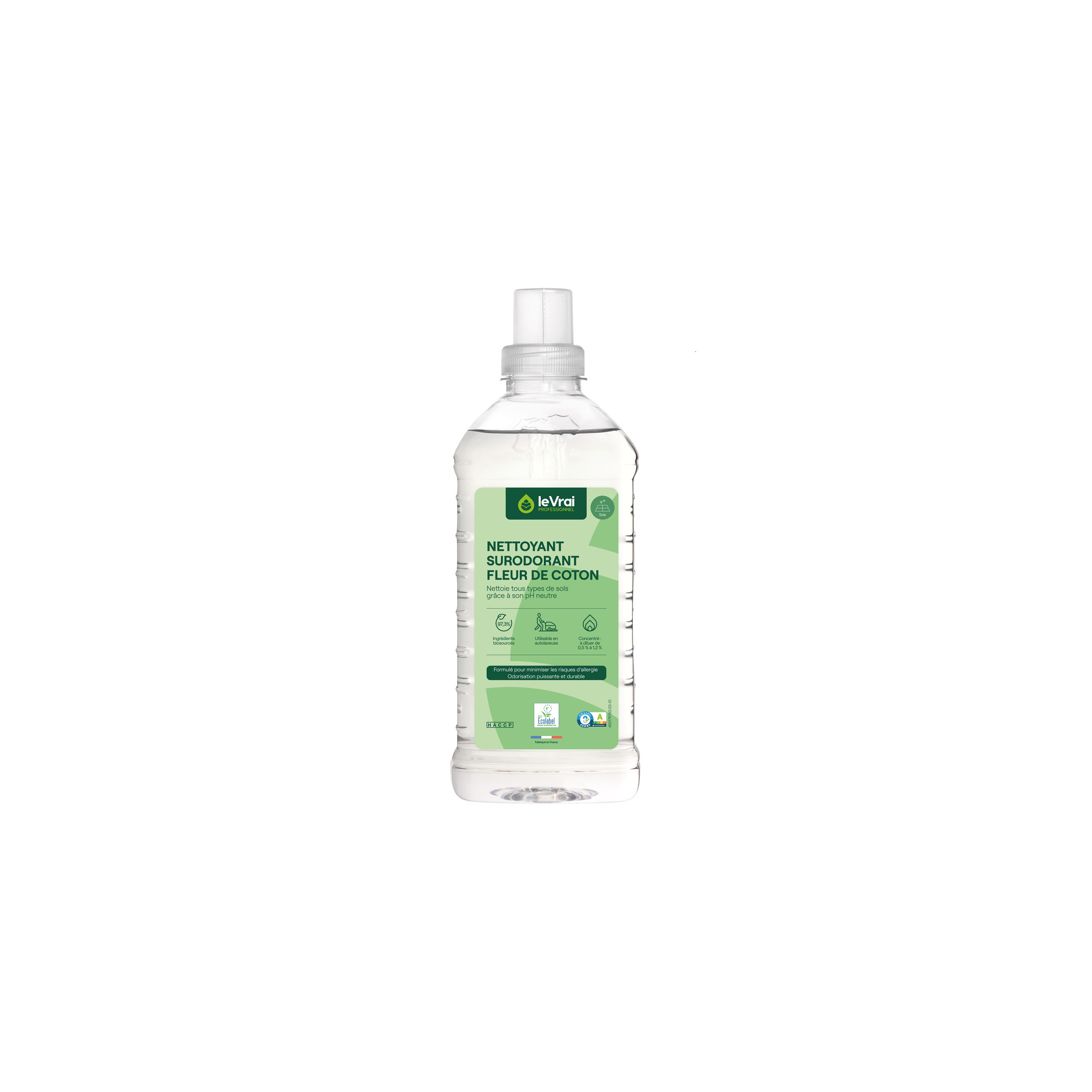 Detergente profumato per pavimenti "Fleur de coton" le VRAI Professionnel, 1L 890640