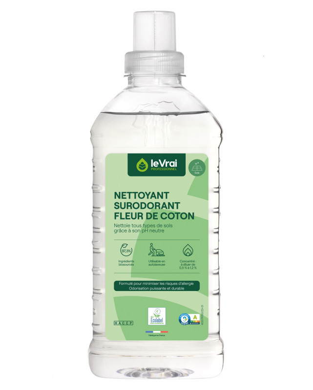 Nettoyant ultra concentré sols odorisant Fleur de coton Ecolabel, 1L