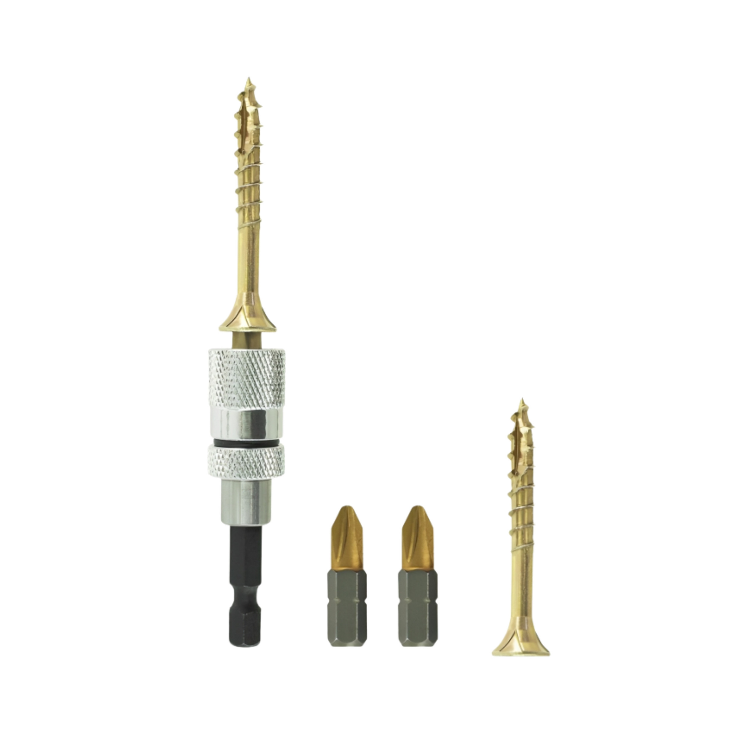 Magnetisches Bithalter-Set, 2 Bits PZ2, 50 Rocket-Holzschrauben 4x40 mm TX20