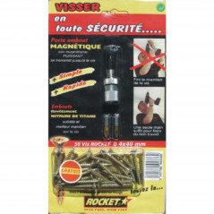 Magnetisches Bithalter-Set, 2 Bits PZ2, 50 Rocket-Holzschrauben 4x40 mm TX20