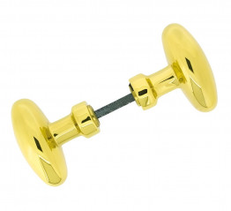 Poignée de porte bouton double olive, carrée de 6 mm, laiton poli