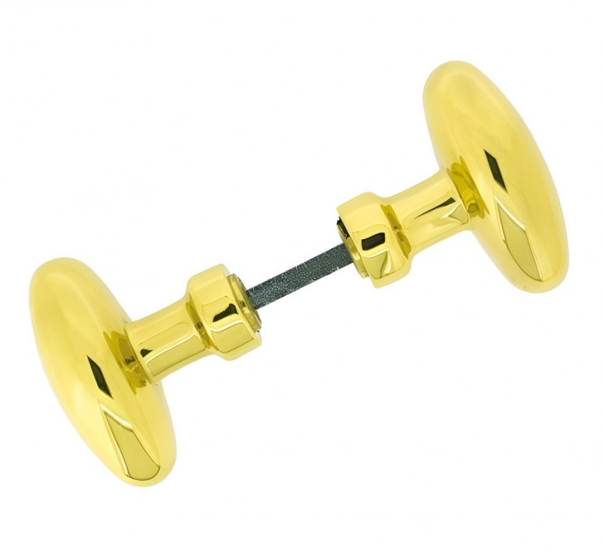 Poignée de porte bouton double olive, carrée de 6 mm, laiton poli