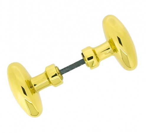 Poignée de porte bouton double olive, carrée de 6 mm, laiton poli