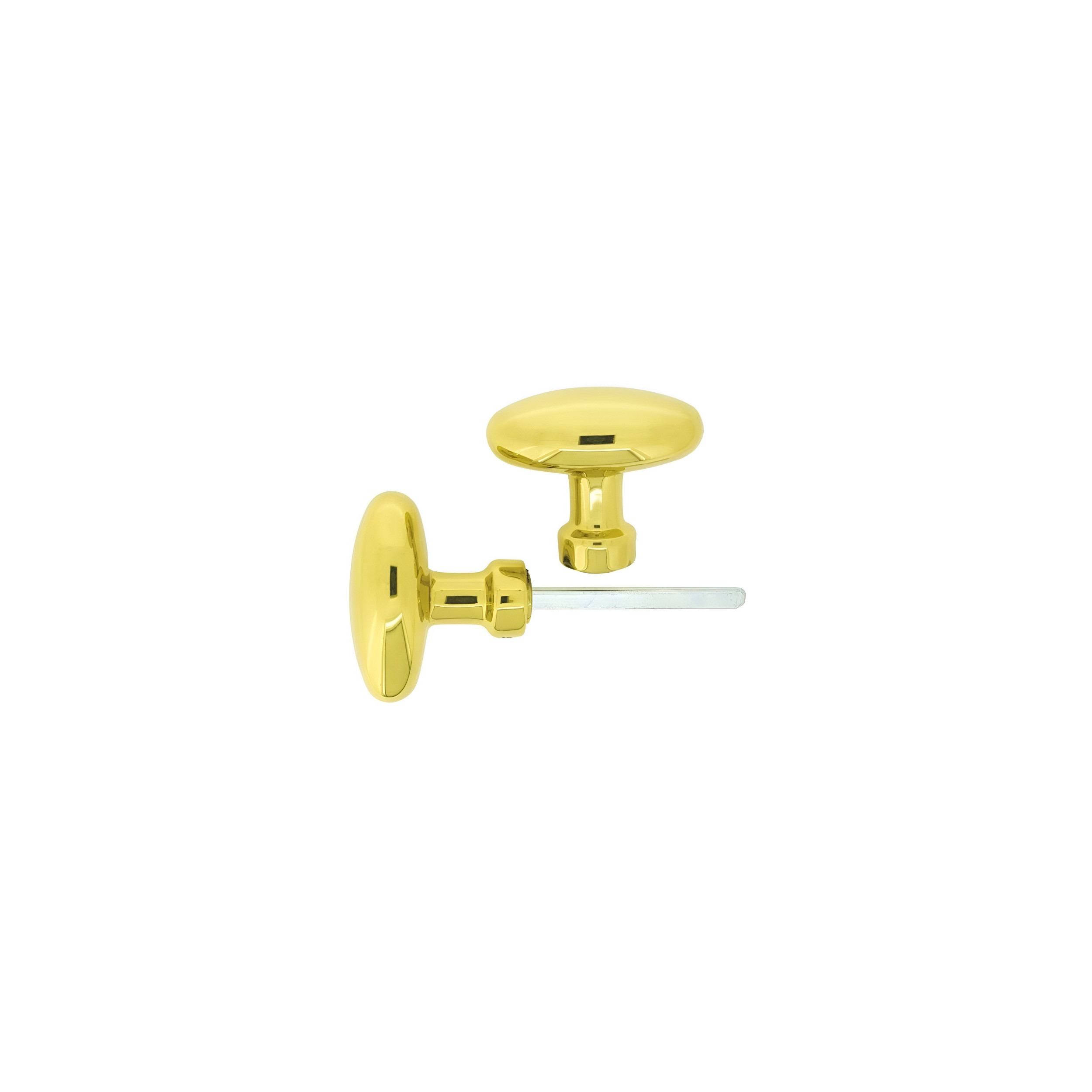 Poignée de porte bouton double olive, carrée de 6 mm, laiton poli