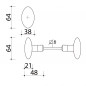 Knopf-Türgriff Doppelolive, 6 mm Quadrat, Messing poliert