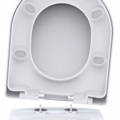Abattant WC universel Type D, entraxe 50 à 175 mm, fixation dessus, blanc