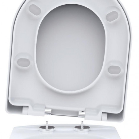 Abattant WC universel Type D, entraxe 50 à 175 mm, fixation dessus, blanc