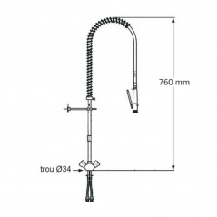 Grifo monomando grande para fregadero de cocina con ducha prelavado