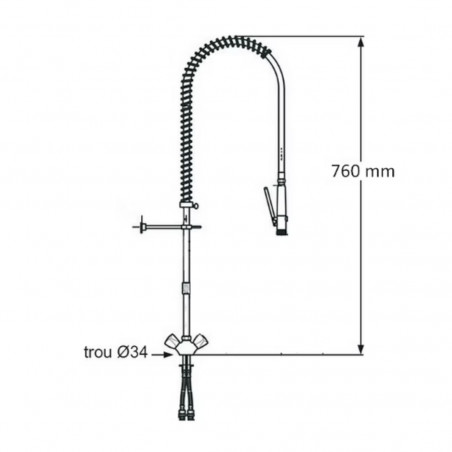Grifo monomando grande para fregadero de cocina con ducha prelavado