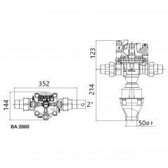 BA 2860 2" male DN50 backflow preventer with controllable reduced pressure zone