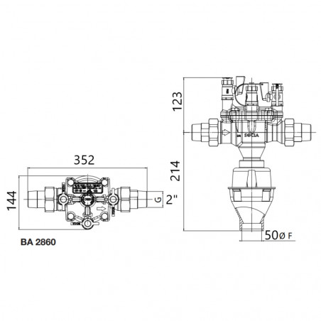 Disconnecteur BA 2860 2" mâle DN50 à zone de pression réduite contrôlable
