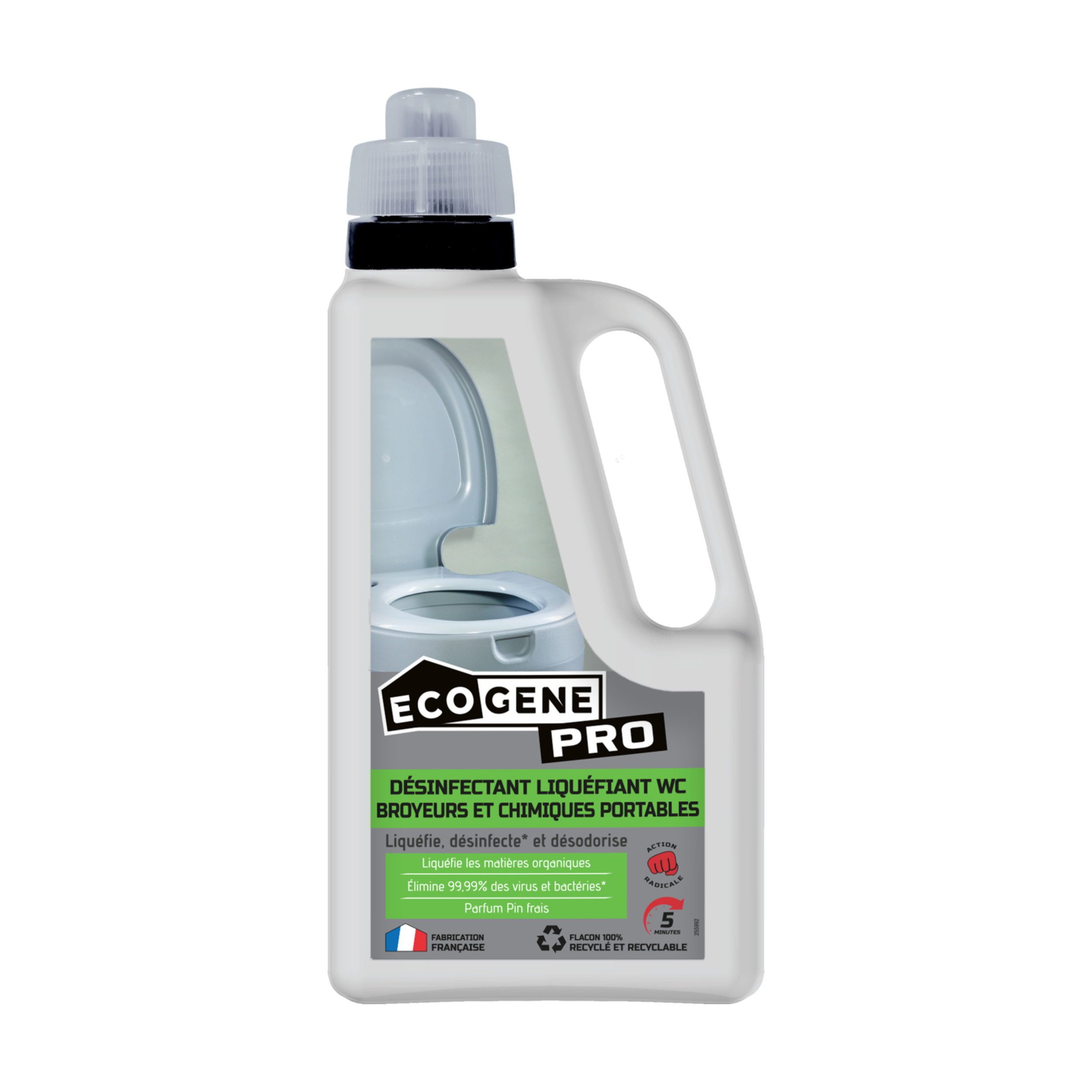 Désinfectant liquéfiant WC broyeurs et chimiques portables 1L ECOGENE