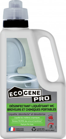 Désinfectant liquéfiant WC broyeurs et chimiques portables 1L ECOGENE